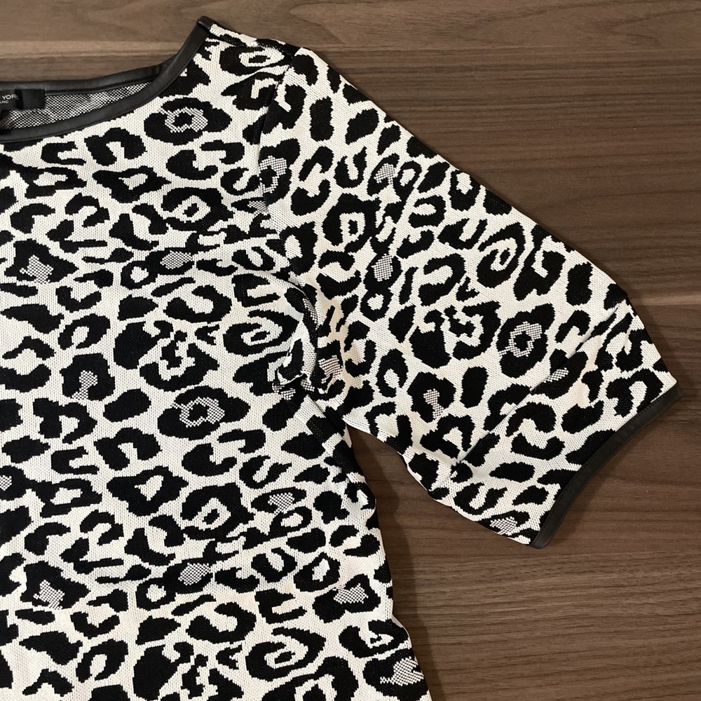Marc New York Animal Print Top Faux Leather Trim Sz M - Picture 4 of 9